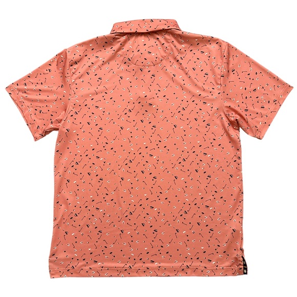 Ben Hogan Polo Shirt Mens Size M Short Sleeve All Over Golf Print Pink Stretch - Picture 3 of 5